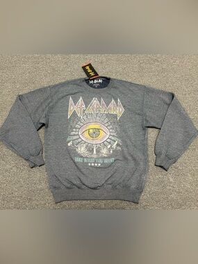 Def Leppard Women's Blue Graphic Crewneck Sweatshirt XS